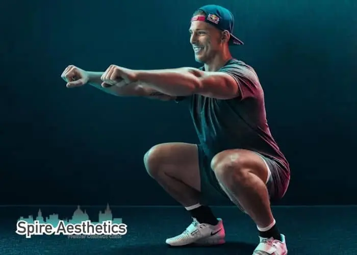 Image of man build leg muscle Moseley through exercise